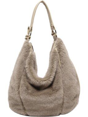 Cozy Faux Fur Tote Bag for Women - Soft Fluffy Crossbody Handbag with Strap